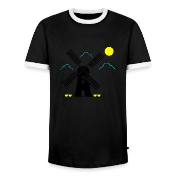 moulin à vent paysage - T-shirt contrasté Homme - noir/blanc - Devant - AI Model Female 172 light (172cm) & AI Model Male 178 light (178cm)