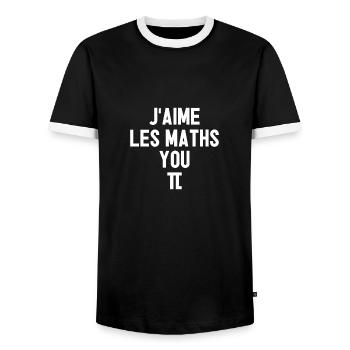 J'AIME LES MATHS, YOU-PI ! - T-shirt contrasté Homme - noir/blanc - Devant - AI Model Female 172 light (172cm) & AI Model Male 178 light (178cm)