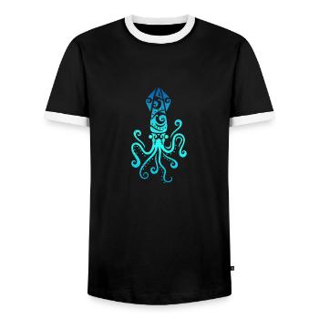 Maori Squid Polynesian Tribal Tattoo Geschenkidee - Männer Kontrast-T-Shirt - Schwarz/Weiß - Vorne - AI Model Female 172 light (172cm) & AI Model Male 178 light (178cm)