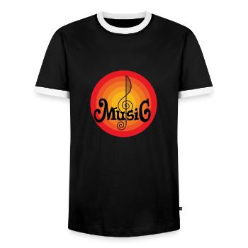 Retro musical note - Men's Ringer Shirt - black/white - Front - AI Model Female 172 light (172cm) & AI Model Male 178 light (178cm)