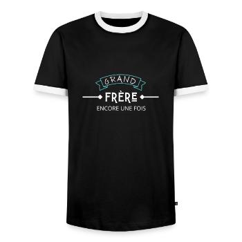 Grand Frère Encore Une Fois - T-shirt contrasté Homme - noir/blanc - Devant - AI Model Female 172 light (172cm) & AI Model Male 178 light (178cm)