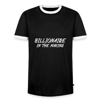 Milliardaire en devenir - T-shirt contrasté Homme - noir/blanc - Devant - AI Model Female 172 light (172cm) & AI Model Male 178 light (178cm)