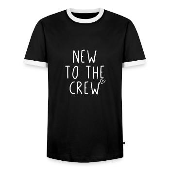 New to the crew - Men's Ringer Shirt - black/white - Front - AI Model Female 172 light (172cm) & AI Model Male 178 light (178cm)