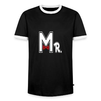 Mr and Mrs - Männer Kontrast-T-Shirt - Schwarz/Weiß - Vorne - AI Model Female 172 light (172cm) & AI Model Male 178 light (178cm)
