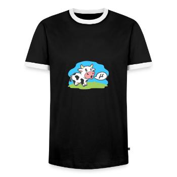 Math Symbols Cow Goes Mu Lustige Tier-Geschenkidee - Männer Kontrast-T-Shirt - Schwarz/Weiß - Vorne - AI Model Female 172 light (172cm) & AI Model Male 178 light (178cm)