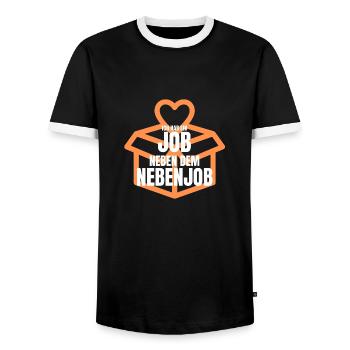 ICH HAB EIN JOB NEBEN DEM NEBENJOB - Männer Kontrast-T-Shirt - Schwarz/Weiß - Vorne - AI Model Female 172 light (172cm) & AI Model Male 178 light (178cm)