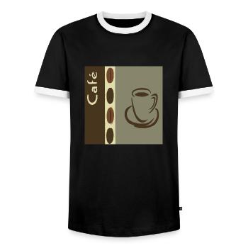 Kaffeebohnen Muster / Kaffee-Collage als Wanddeko - Männer Kontrast-T-Shirt - Schwarz/Weiß - Vorne - AI Model Female 172 light (172cm) & AI Model Male 178 light (178cm)