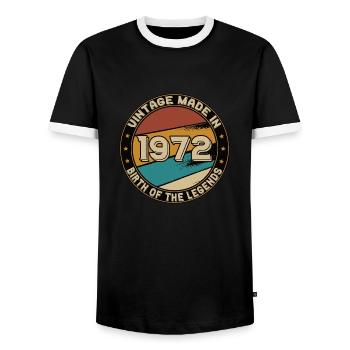 Rétro 50e anniversaire Original 1972 - T-shirt contrasté Homme - noir/blanc - Devant - AI Model Female 172 light (172cm) & AI Model Male 178 light (178cm)