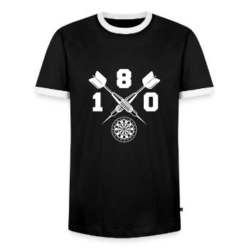 Darts 180 Darts Darts Dartsport Gift - Men's Ringer Shirt - black/white - Front - AI Model Female 172 light (172cm) & AI Model Male 178 light (178cm)
