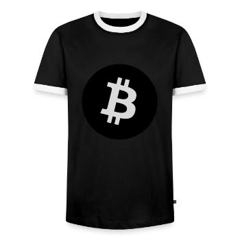 Bitcoin Bitcoin Logo Crypto-monnaie - T-shirt contrasté Homme - noir/blanc - Devant - AI Model Female 172 light (172cm) & AI Model Male 178 light (178cm)