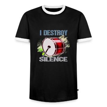 Bass Drum Kick Drum I Destroy Silence - Männer Kontrast-T-Shirt - Schwarz/Weiß - Vorne - AI Model Female 172 light (172cm) & AI Model Male 178 light (178cm)