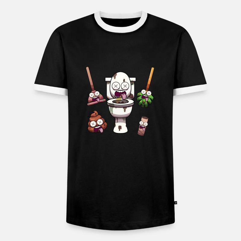 WC-Elemente - Männer Kontrast-T-Shirt - Schwarz/Weiß