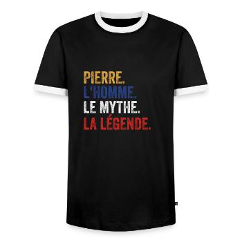 Pierre L'homme Le mythe La légende - T-shirt contrasté Homme - noir/blanc - Devant - AI Model Female 172 light (172cm) & AI Model Male 178 light (178cm)
