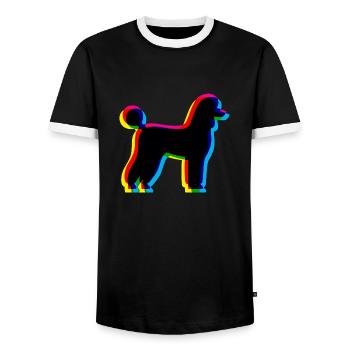 CMYK Poodle - Men's Ringer Shirt - black/white - Front - AI Model Female 172 light (172cm) & AI Model Male 178 light (178cm)