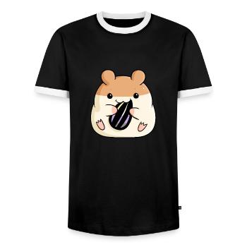 Mignon Hamster Drapeau Nonbinaire Drapeau LGBTQ Souris - T-shirt contrasté Homme - noir/blanc - Devant - AI Model Female 172 light (172cm) & AI Model Male 178 light (178cm)