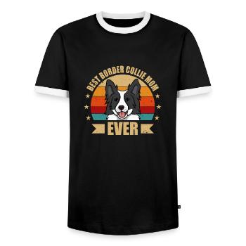 BEST BORDER COLLIE Mama - Men's Ringer Shirt - black/white - Front - AI Model Female 172 light (172cm) & AI Model Male 178 light (178cm)