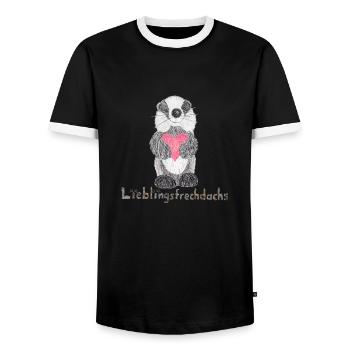 Lieblingsfrechdachs mit Herz - Männer Kontrast-T-Shirt - Schwarz/Weiß - Vorne - AI Model Female 172 light (172cm) & AI Model Male 178 light (178cm)