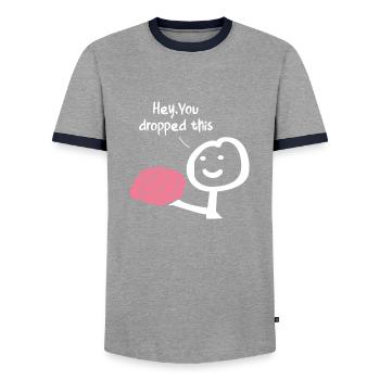Hey vous avez laissé tomber ceci - T-shirt contrasté Homme - gris/marine  - Devant - AI Model Female 172 light (172cm) & AI Model Male 178 light (178cm)