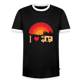 I love camping - Männer Kontrast-T-Shirt - Schwarz/Weiß - Vorne - AI Model Female 172 light (172cm) & AI Model Male 178 light (178cm)