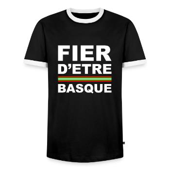 Fier d'être BASQUE - - T-shirt contrasté Homme - noir/blanc - Devant - AI Model Female 172 light (172cm) & AI Model Male 178 light (178cm)
