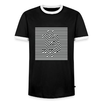 BitCoin Logo black and white BTC - Men's Ringer Shirt - black/white - Front - AI Model Female 172 light (172cm) & AI Model Male 178 light (178cm)