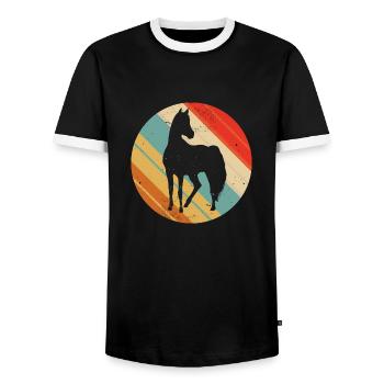 Vintage Pferde Silhouette - Pferd im Retro Look - Männer Kontrast-T-Shirt - Schwarz/Weiß - Vorne - AI Model Female 172 light (172cm) & AI Model Male 178 light (178cm)
