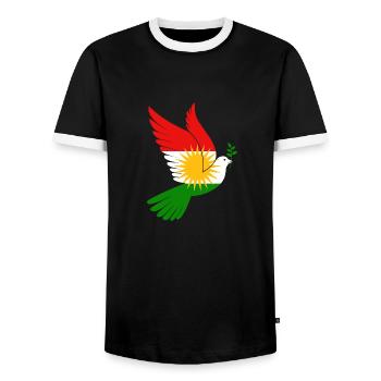 Taube Kurdistan Peace - Männer Kontrast-T-Shirt - Schwarz/Weiß - Vorne - AI Model Female 172 light (172cm) & AI Model Male 178 light (178cm)