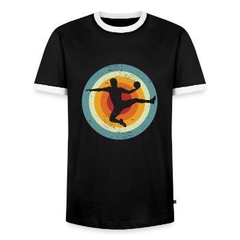 Handball, handball player, handball player Silhouette - Men's Ringer Shirt - black/white - Front - AI Model Female 172 light (172cm) & AI Model Male 178 light (178cm)