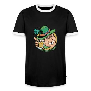 Irish Whiskey Lover Leprechaun Saint-Patrick - T-shirt contrasté Homme - noir/blanc - Devant - AI Model Female 172 light (172cm) & AI Model Male 178 light (178cm)