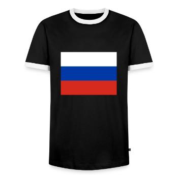 Russie - T-shirt contrasté Homme - noir/blanc - Devant - AI Model Female 172 light (172cm) & AI Model Male 178 light (178cm)