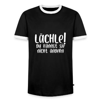 Lächle du kannst sie nicht ändern - Männer Kontrast-T-Shirt - Schwarz/Weiß - Vorne - AI Model Female 172 light (172cm) & AI Model Male 178 light (178cm)