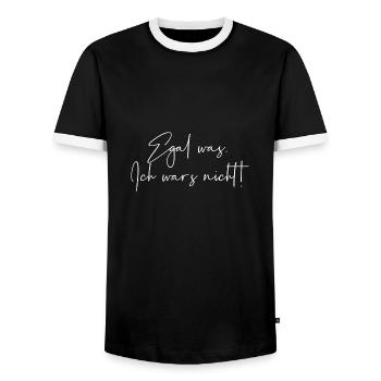 Egal was ich wars nicht - Männer Kontrast-T-Shirt - Schwarz/Weiß - Vorne - AI Model Female 172 light (172cm) & AI Model Male 178 light (178cm)