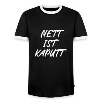 Nett ist kaputt - Männer Kontrast-T-Shirt - Schwarz/Weiß - Vorne - AI Model Female 172 light (172cm) & AI Model Male 178 light (178cm)