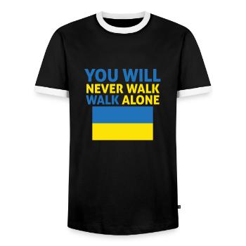 you will never walk alone ukraine - Men's Ringer Shirt - black/white - Front - AI Model Female 172 light (172cm) & AI Model Male 178 light (178cm)