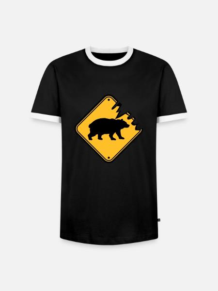 Shield Bear Danger to Life - Men's Ringer Shirt - black/white