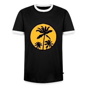 Holiday Sun Palms - Men's Ringer Shirt - black/white - Front - AI Model Female 172 light (172cm) & AI Model Male 178 light (178cm)