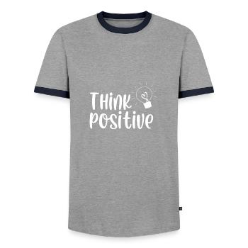 Pensez positif - T-shirt contrasté Homme - gris/marine  - Devant - AI Model Female 172 light (172cm) & AI Model Male 178 light (178cm)