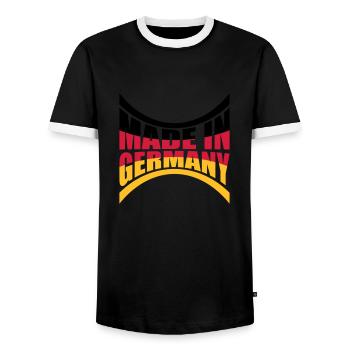 Made in Germany - Men's Ringer Shirt - black/white - Front - AI Model Female 172 light (172cm) & AI Model Male 178 light (178cm)
