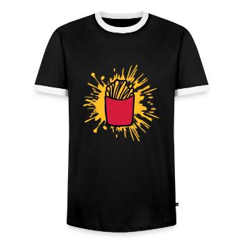 Splashes of Colour French Fries - Men's Ringer Shirt - black/white - Front - AI Model Female 172 light (172cm) & AI Model Male 178 light (178cm)