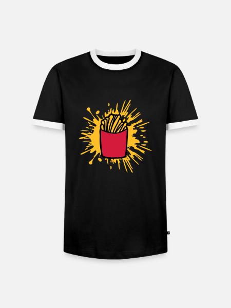 Farbklecks Pommes Frites - Männer Kontrast-T-Shirt - Schwarz/Weiß