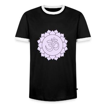 ohm sign lilac purple light - Men's Ringer Shirt - black/white - Front - AI Model Female 172 light (172cm) & AI Model Male 178 light (178cm)
