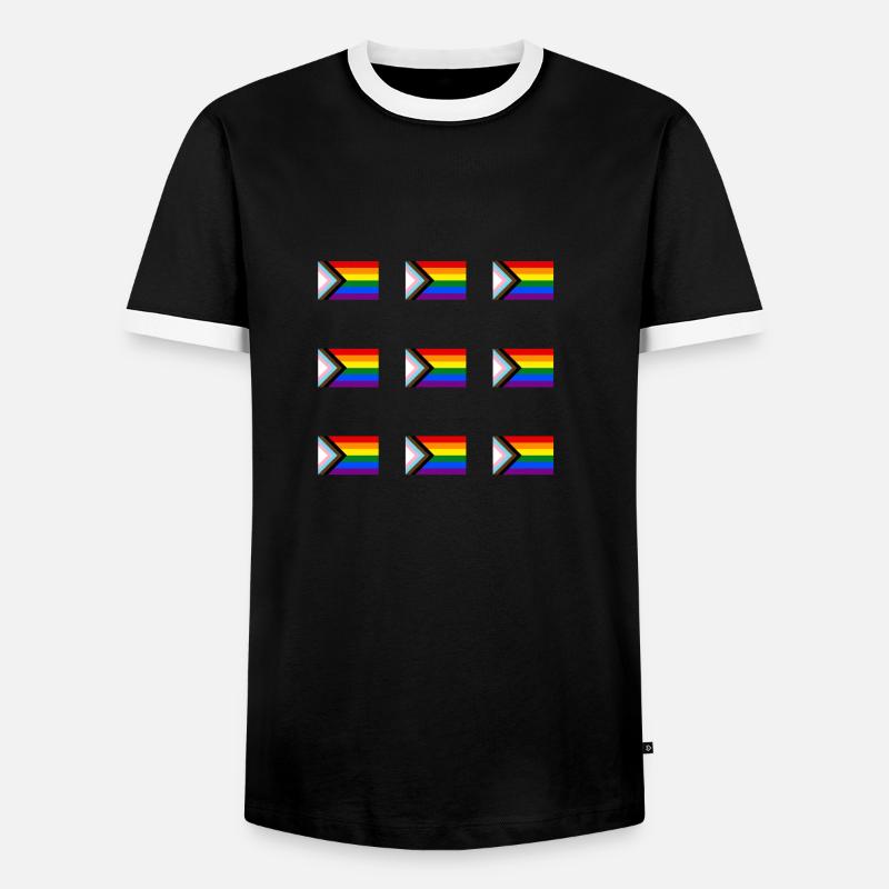 Progress Pride Flag - Men's Ringer Shirt - black/white