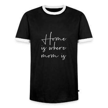 La maison est l’endroit où se trouve maman - T-shirt contrasté Homme - noir/blanc - Devant - AI Model Female 172 light (172cm) & AI Model Male 178 light (178cm)