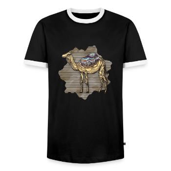 Chameau - T-shirt contrasté Homme - noir/blanc - Devant - AI Model Female 172 light (172cm) & AI Model Male 178 light (178cm)