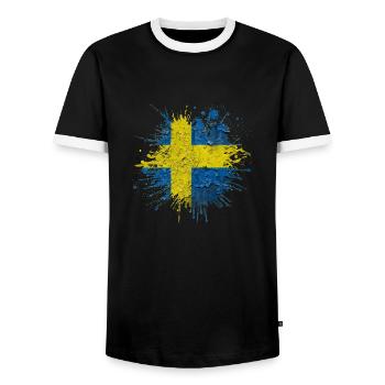 Sweden Sweden Viking Norden Scandinavia Midsummer - Men's Ringer Shirt - black/white - Front - AI Model Female 172 light (172cm) & AI Model Male 178 light (178cm)