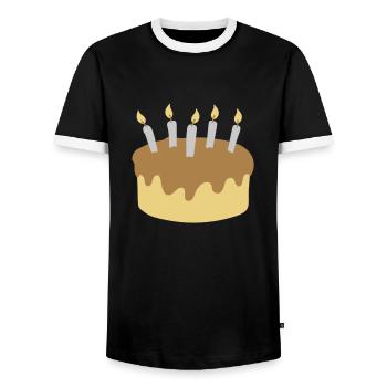 5 Candles Birthday Cake - Men's Ringer Shirt - black/white - Front - AI Model Female 172 light (172cm) & AI Model Male 178 light (178cm)