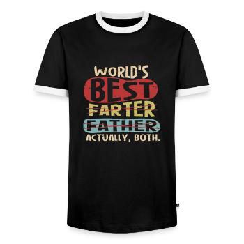 Meilleur père farter du monde en fait, les deux. - T-shirt contrasté Homme - noir/blanc - Devant - AI Model Female 172 light (172cm) & AI Model Male 178 light (178cm)