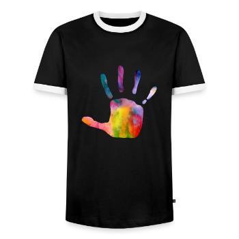 Damen, Herre, kinder T-shirt für jeden Anlass - Männer Kontrast-T-Shirt - Schwarz/Weiß - Vorne - AI Model Female 172 light (172cm) & AI Model Male 178 light (178cm)