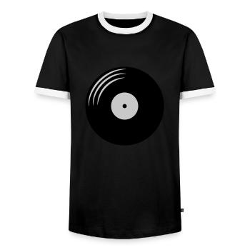 Disque vinyle rond - T-shirt contrasté Homme - noir/blanc - Devant - AI Model Female 172 light (172cm) & AI Model Male 178 light (178cm)