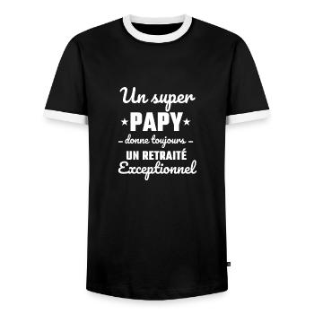 Un super papy donne un retraité exceptionnel - T-shirt contrasté Homme - noir/blanc - Devant - AI Model Female 172 light (172cm) & AI Model Male 178 light (178cm)